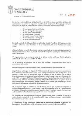 Actas de Sesiones del año 2012